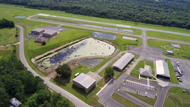 FBO & commercial hangars looking ENE